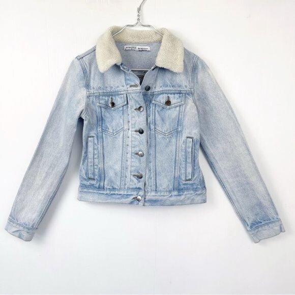Rebecca Minkoff Stud Detail Clark Denim Jean Jacket light BlueWash Small - Picture 2 of 12